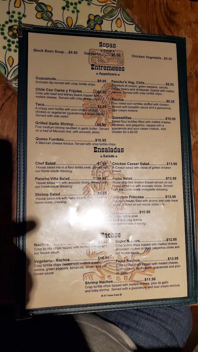Menu, Pancho Villa