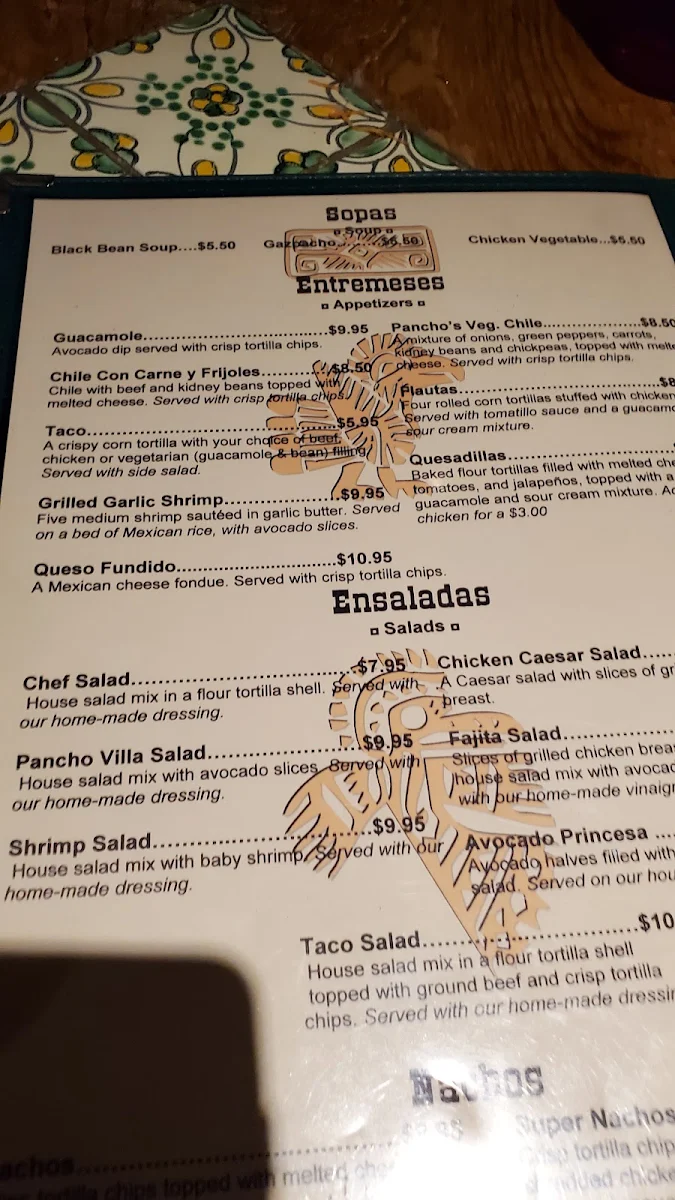 Menu, Pancho Villa