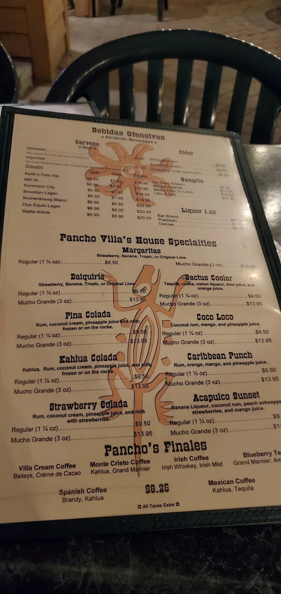 Menu, Pancho Villa