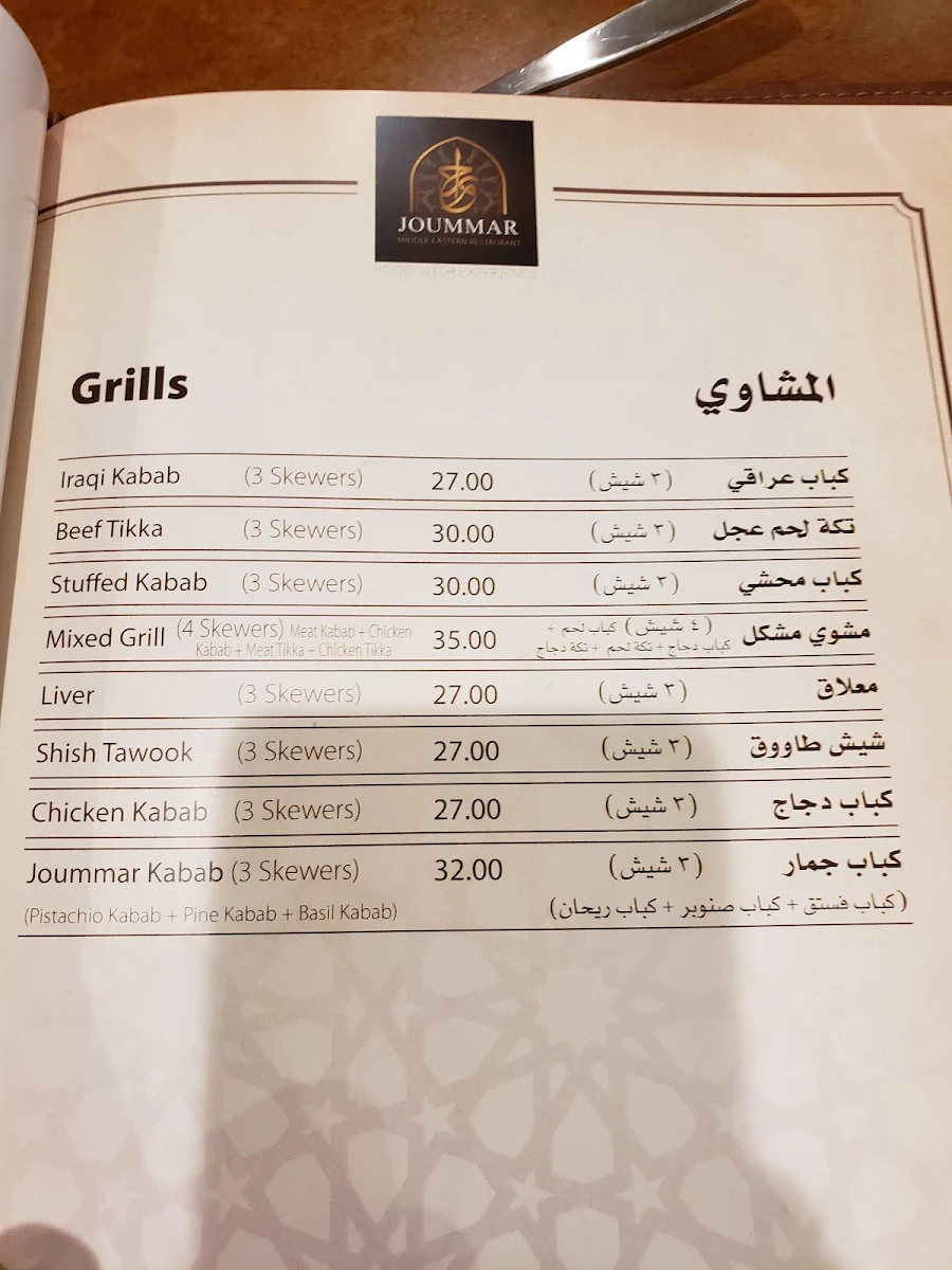 Menu, Aghati Restaurant