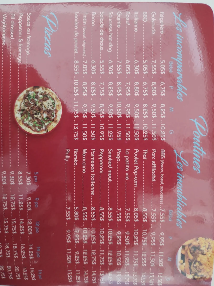 Menu, Cantine Ti-Mousse