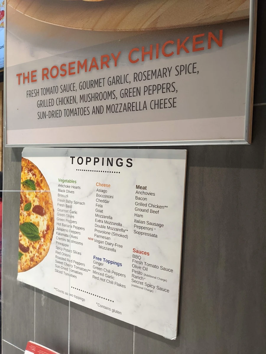 Menu, Pizzaville