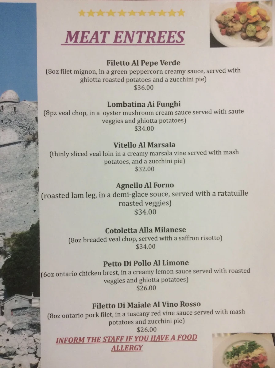 Menu, Del Piacere