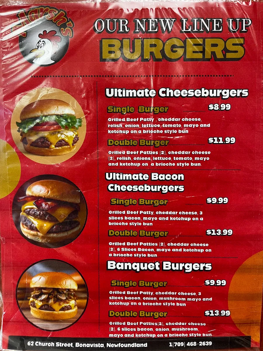 Menu, Marsh's Snack Bar