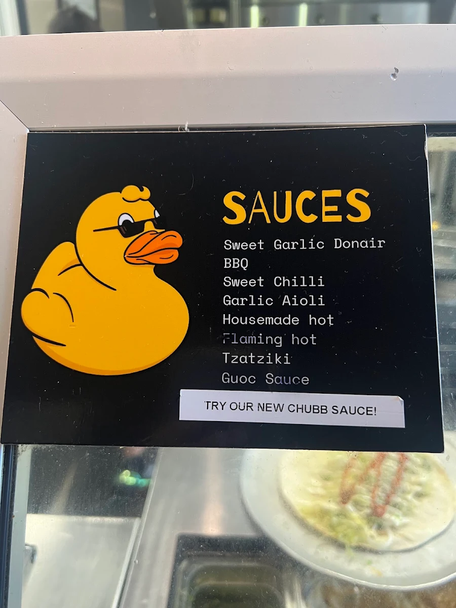 Menu, Chubby Ducks Donair, Kebab & Poutine