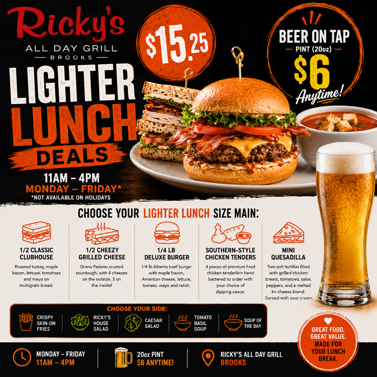 Menu, Ricky's All Day Grill - Brooks