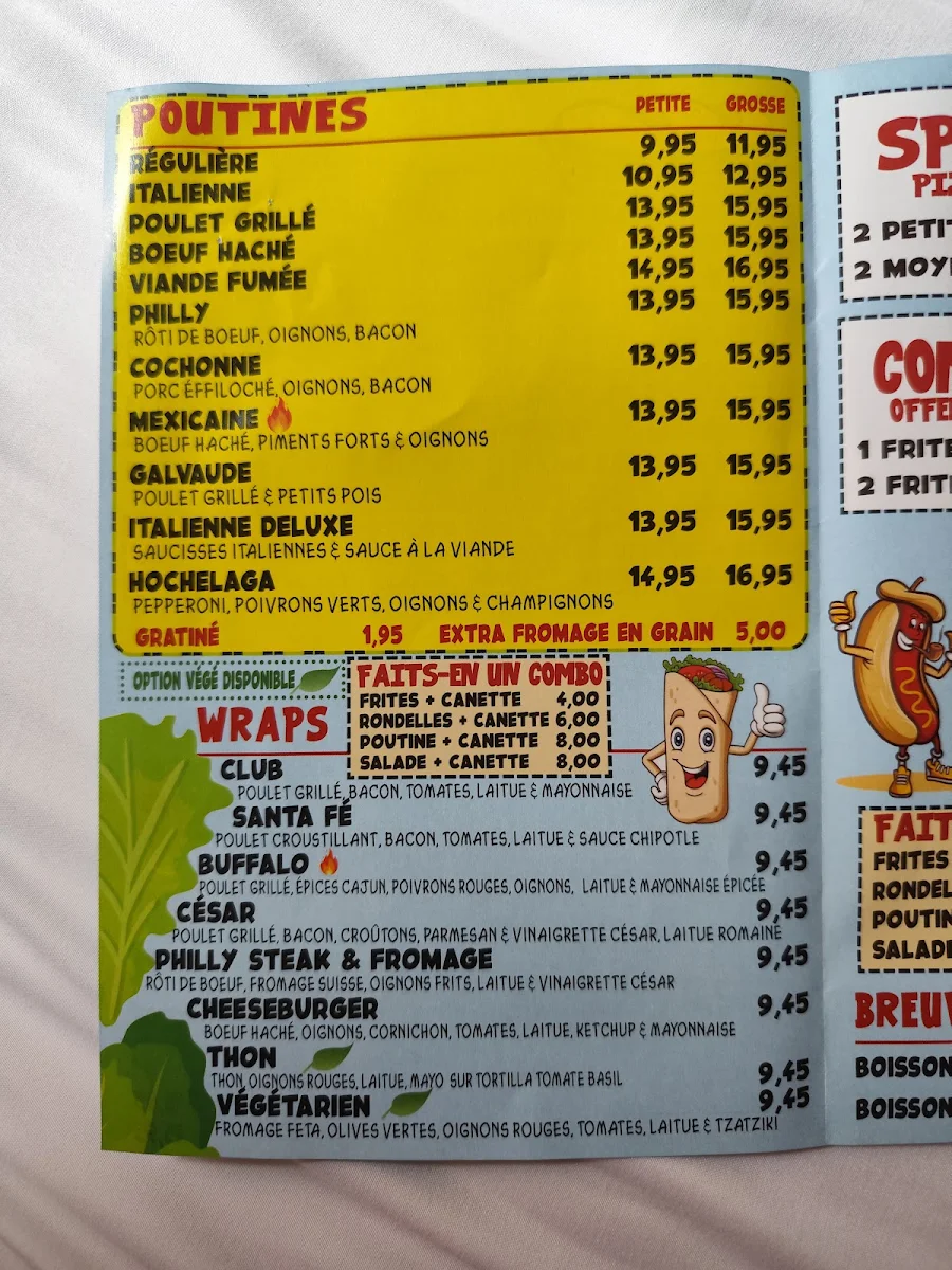 Menu, Restaurant Pizzeria Hochelaga