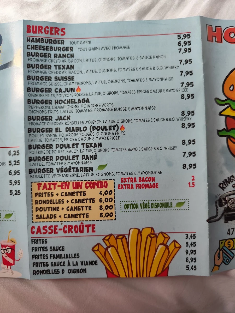 Menu, Restaurant Pizzeria Hochelaga
