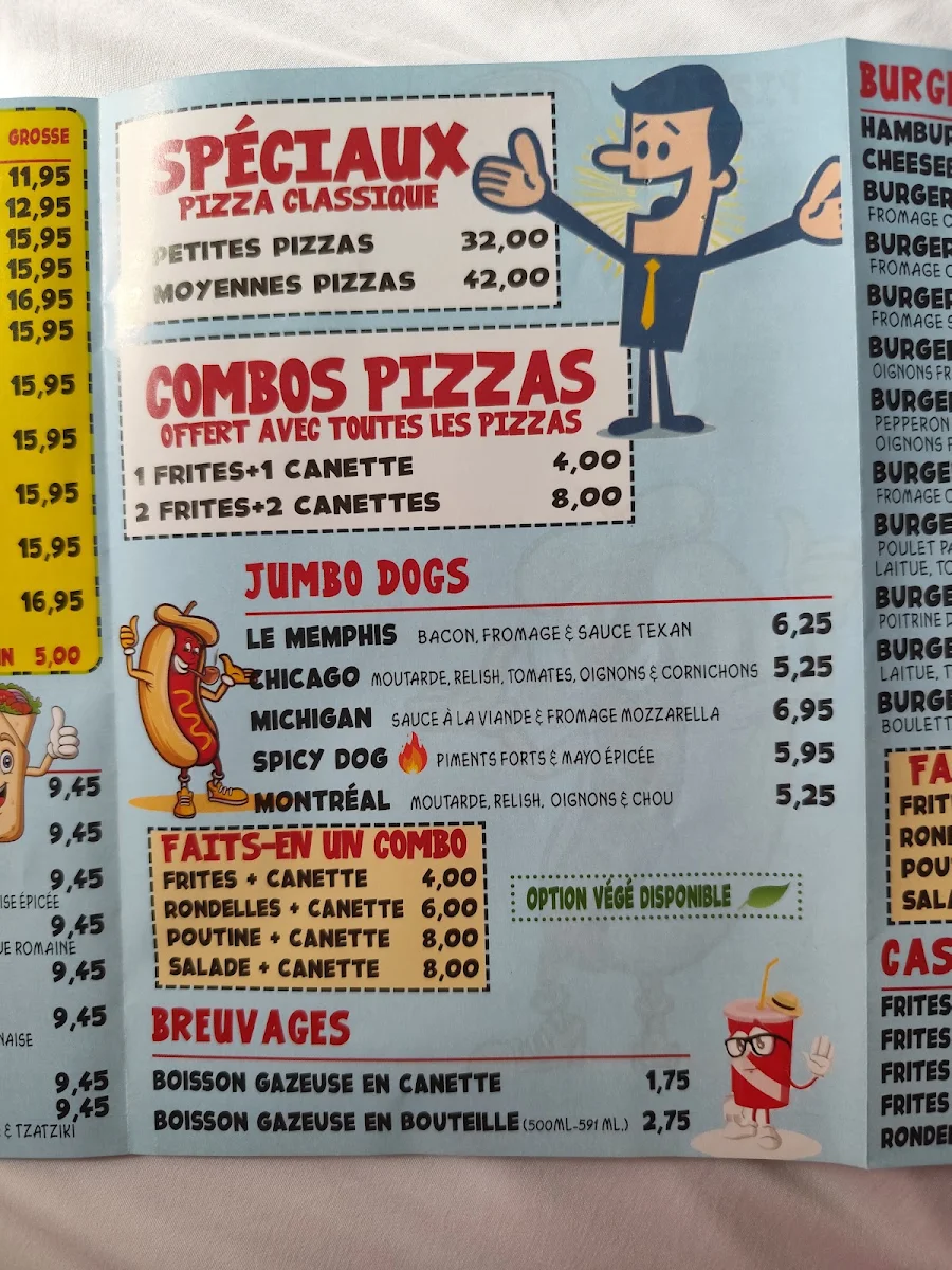 Menu, Restaurant Pizzeria Hochelaga