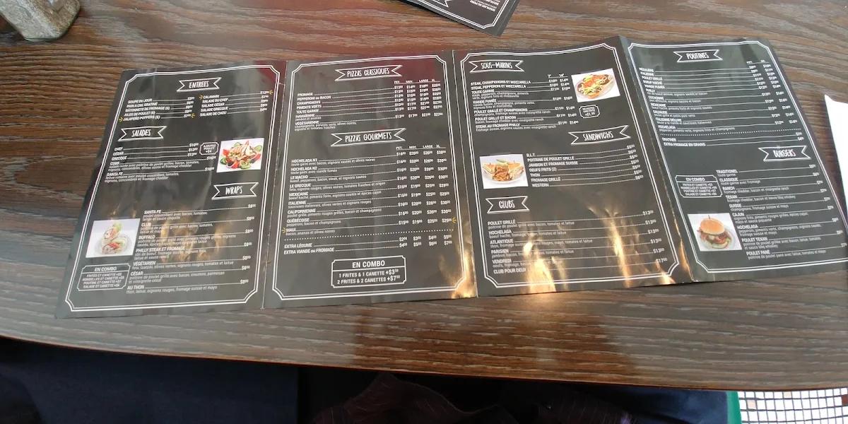 Menu, Restaurant Pizzeria Hochelaga