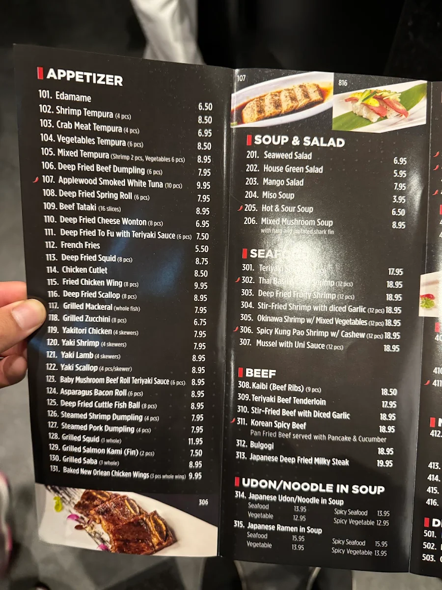Menu, Ichiban Asian All You Can Eat Markham