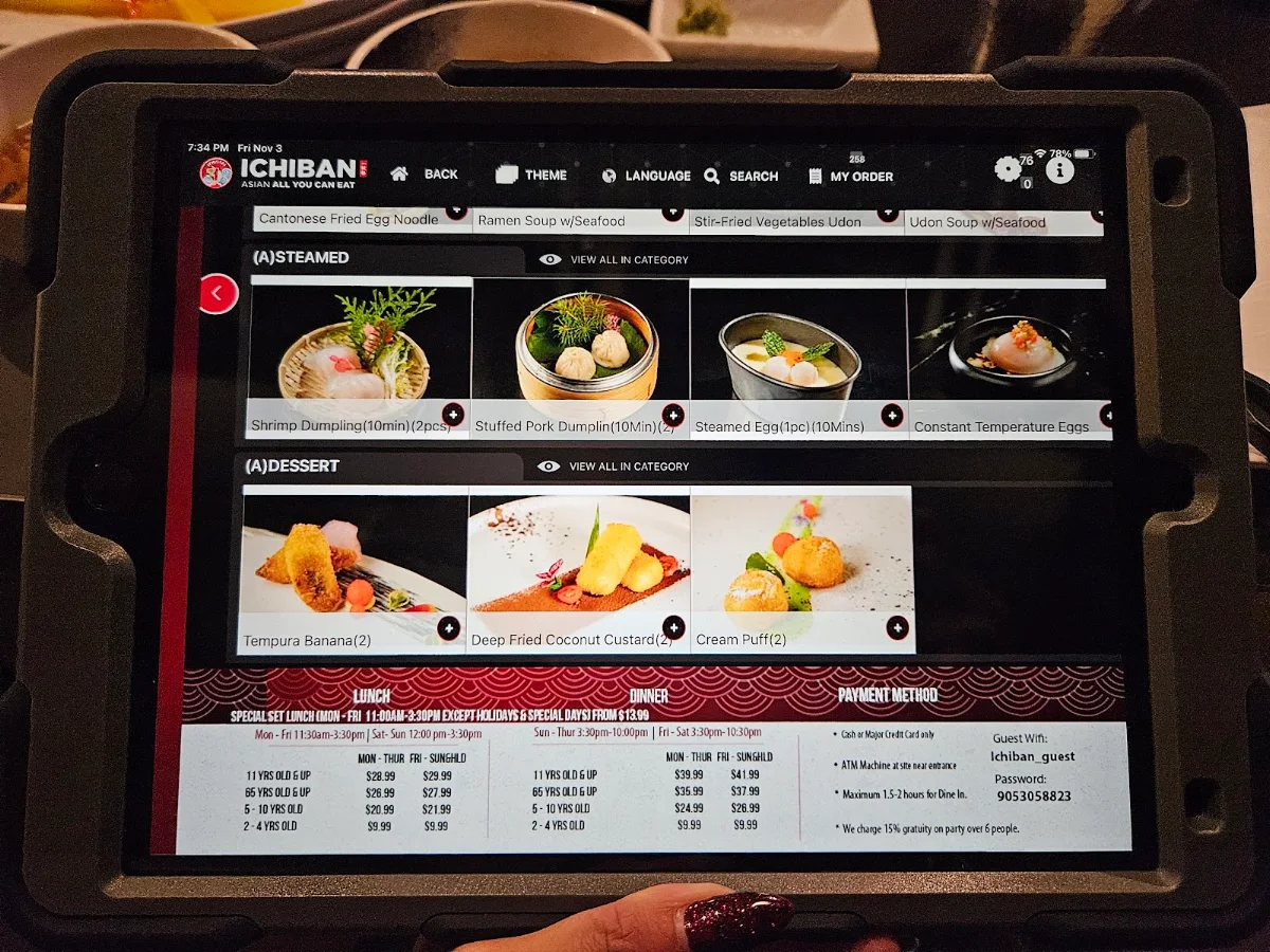 Menu, Ichiban Asian All You Can Eat Markham