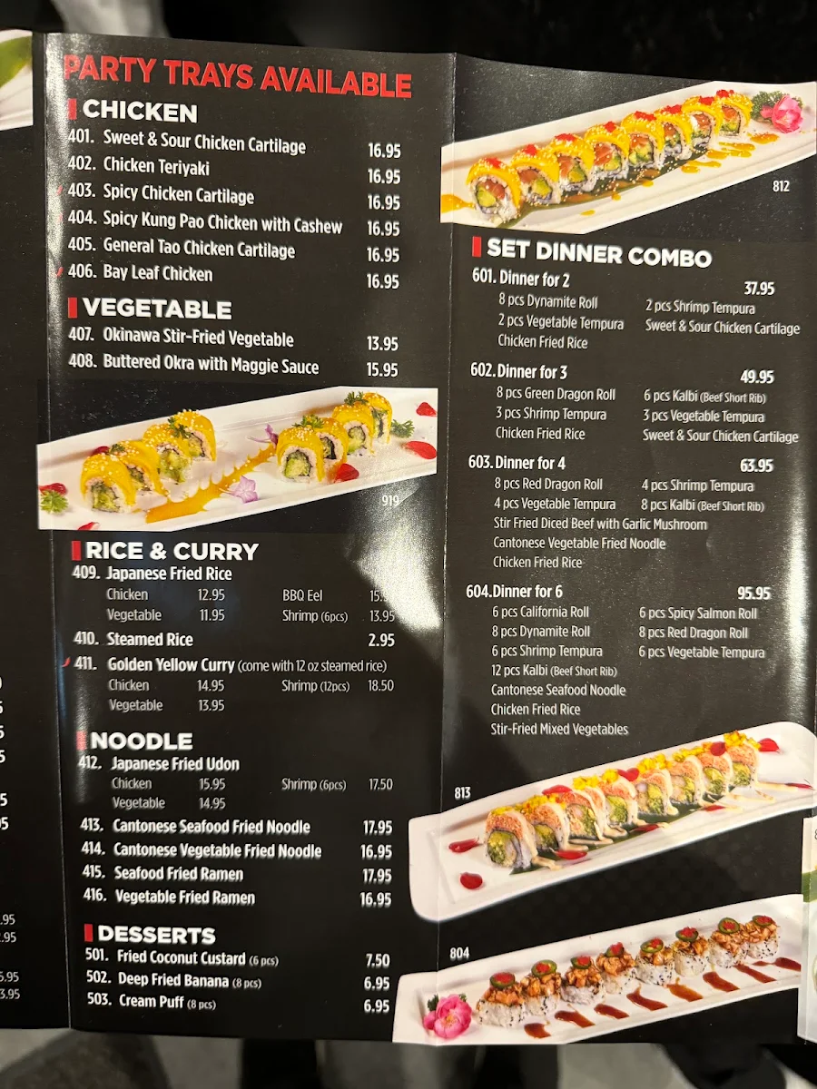Menu, Ichiban Asian All You Can Eat Markham