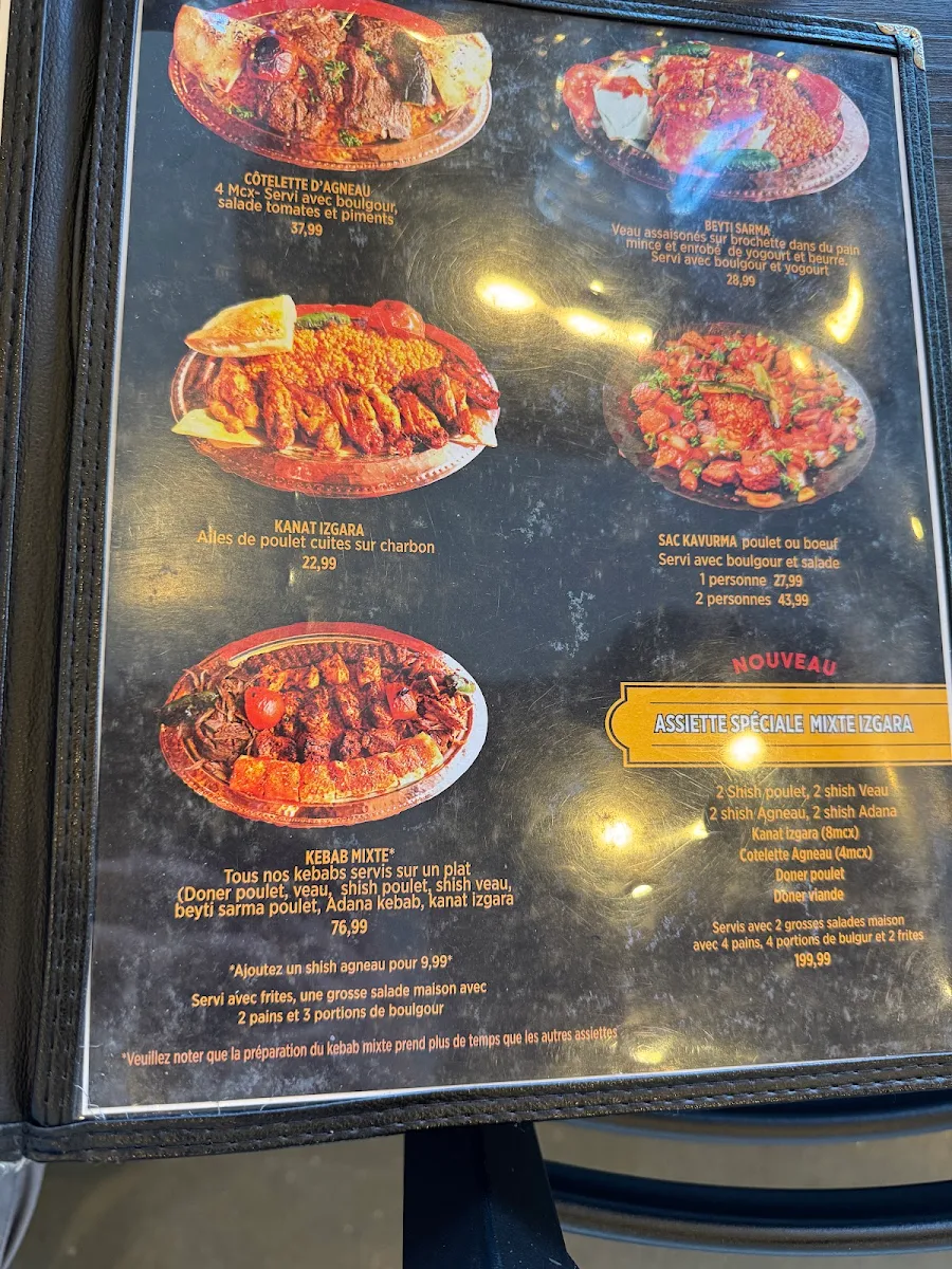 Menu, Istanbul Gunes Kebab
