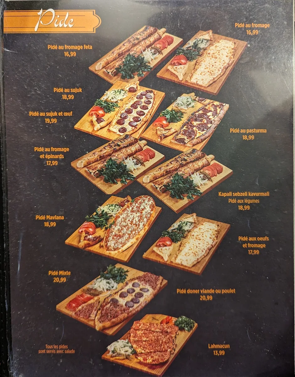 Menu, Istanbul Gunes Kebab