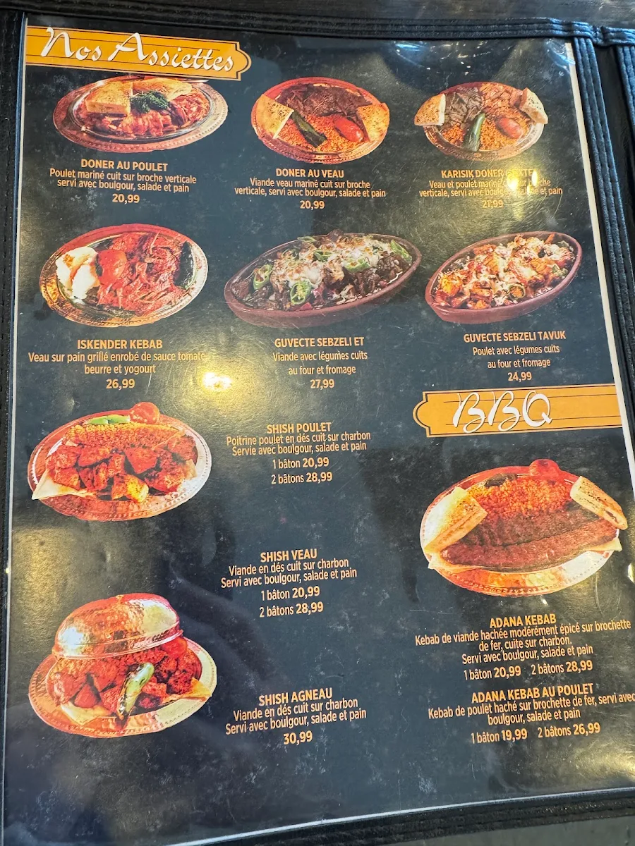 Menu, Istanbul Gunes Kebab