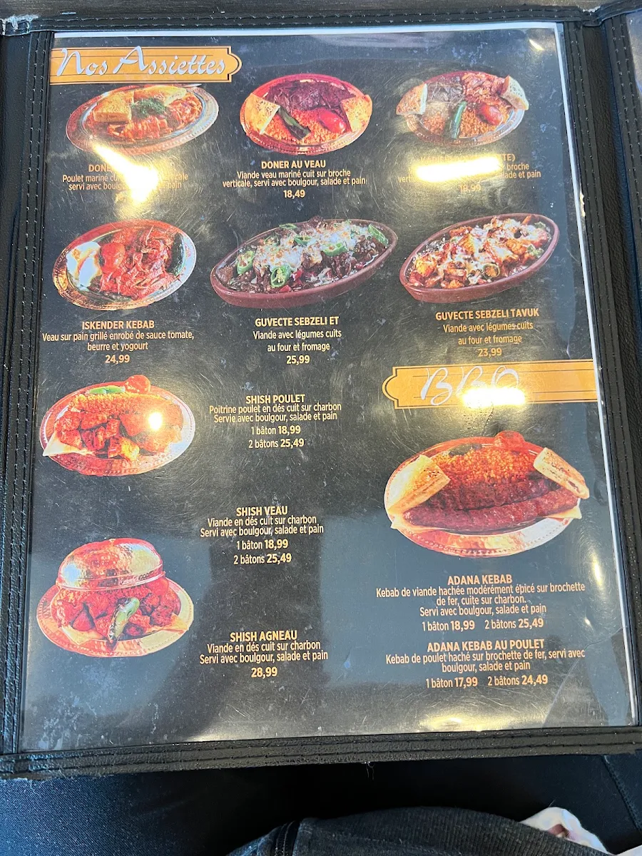 Menu, Istanbul Gunes Kebab