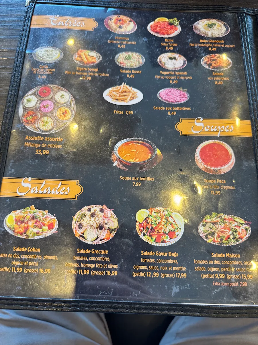 Menu, Istanbul Gunes Kebab