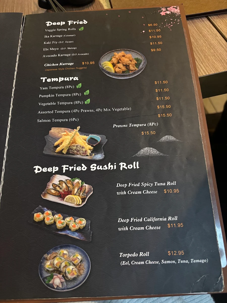 Menu, Sushi Tendo