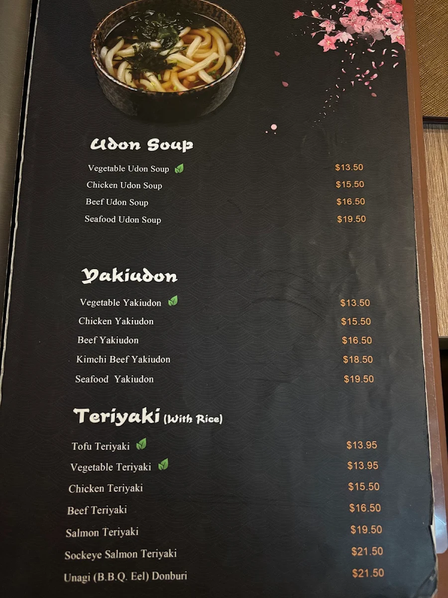 Menu, Sushi Tendo