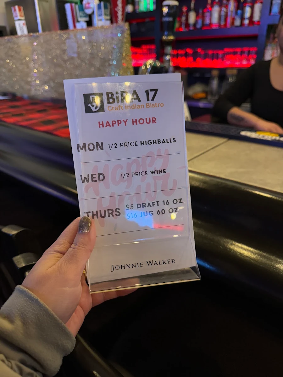 Menu, BiRA 17 | Craft Indian Bistro