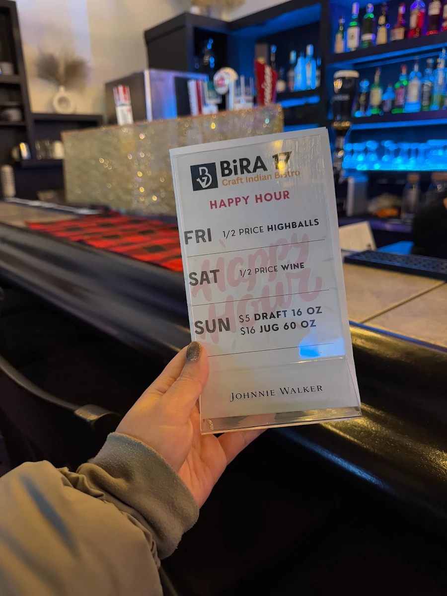 Menu, BiRA 17 | Craft Indian Bistro