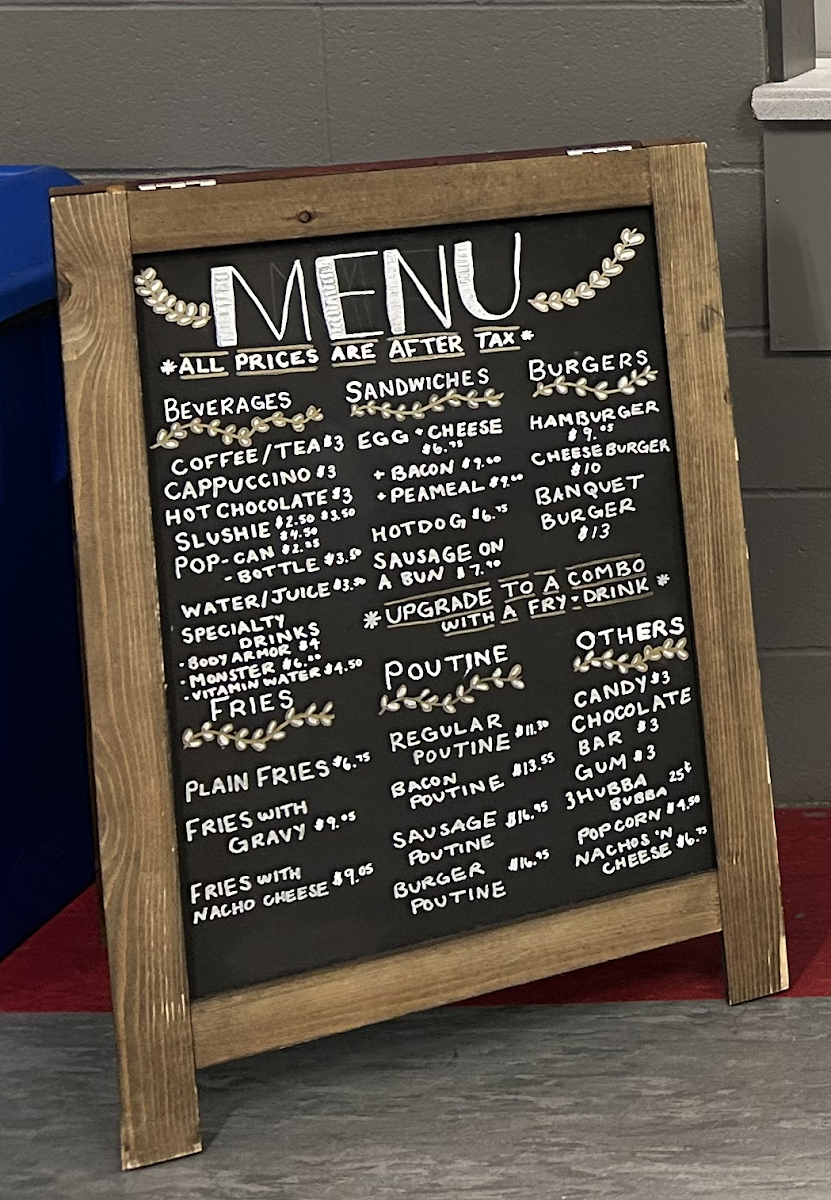 Menu, The Arena Poutinerie