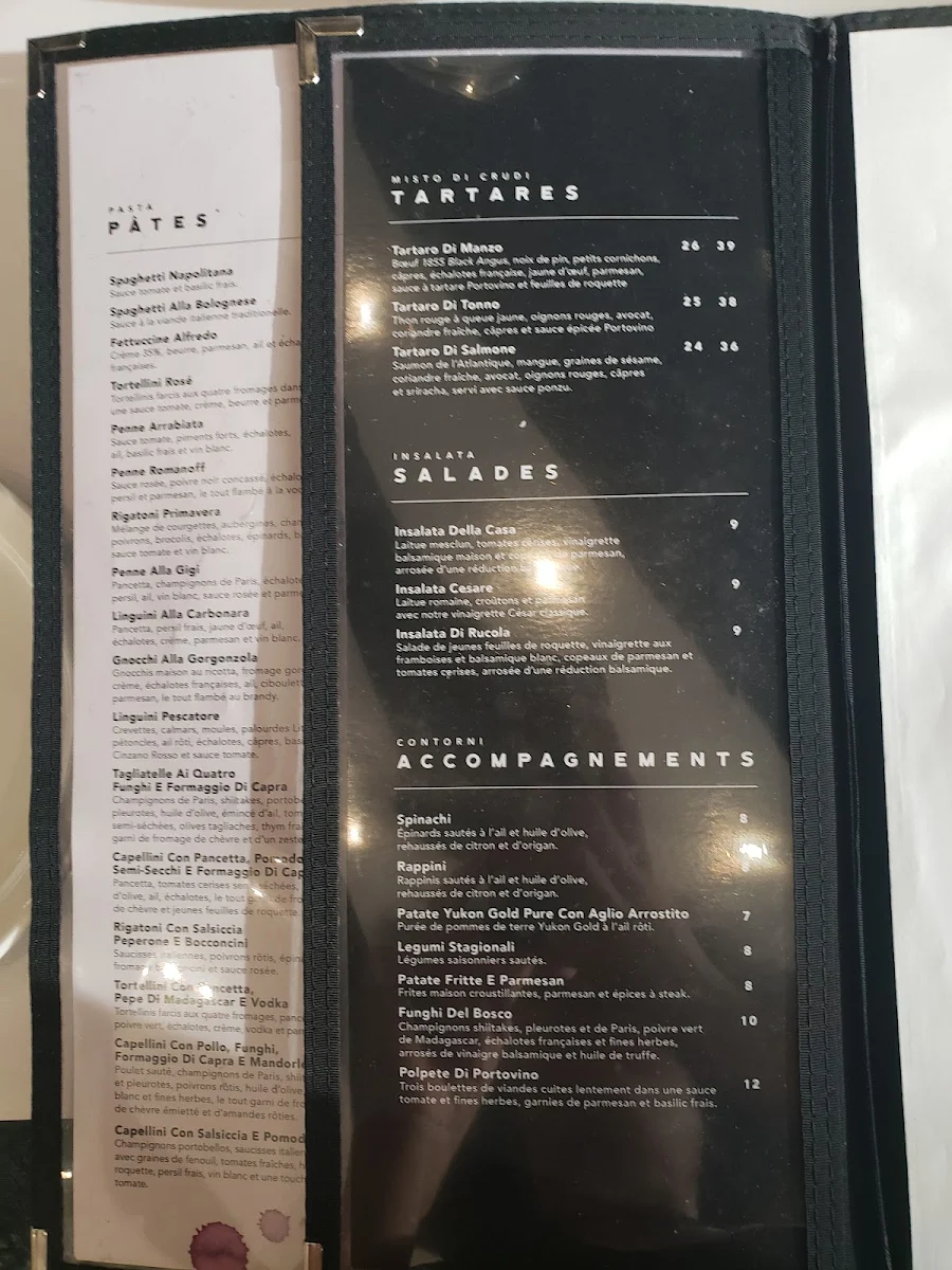 Menu, Ristorante Portovino