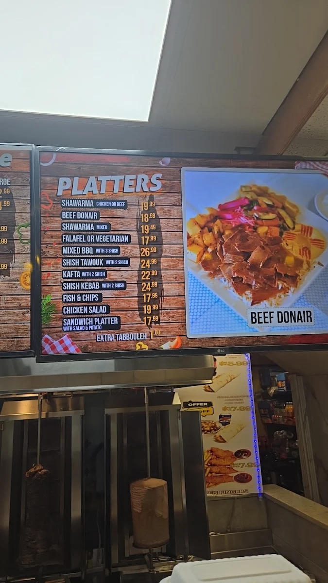 Menu, Bank Shawarma & Poutine