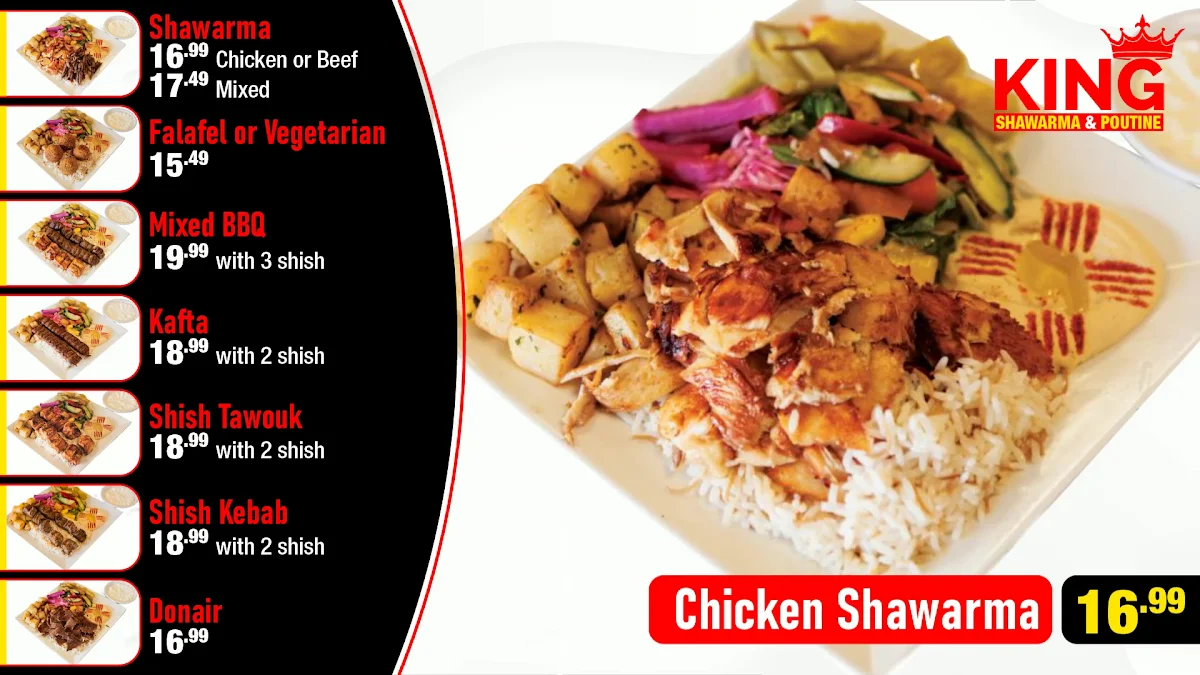 Menu, Bank Shawarma & Poutine