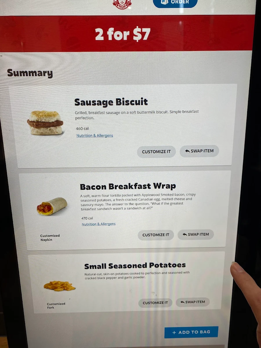 Menu, Wendy's