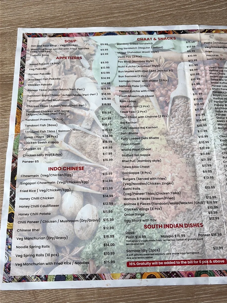 Menu, Veerji's Haweli