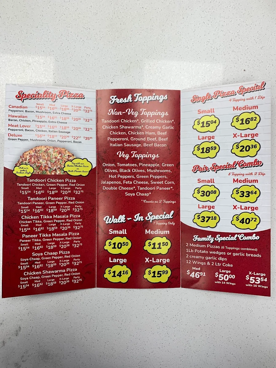 Menu, Pizza Fiamma