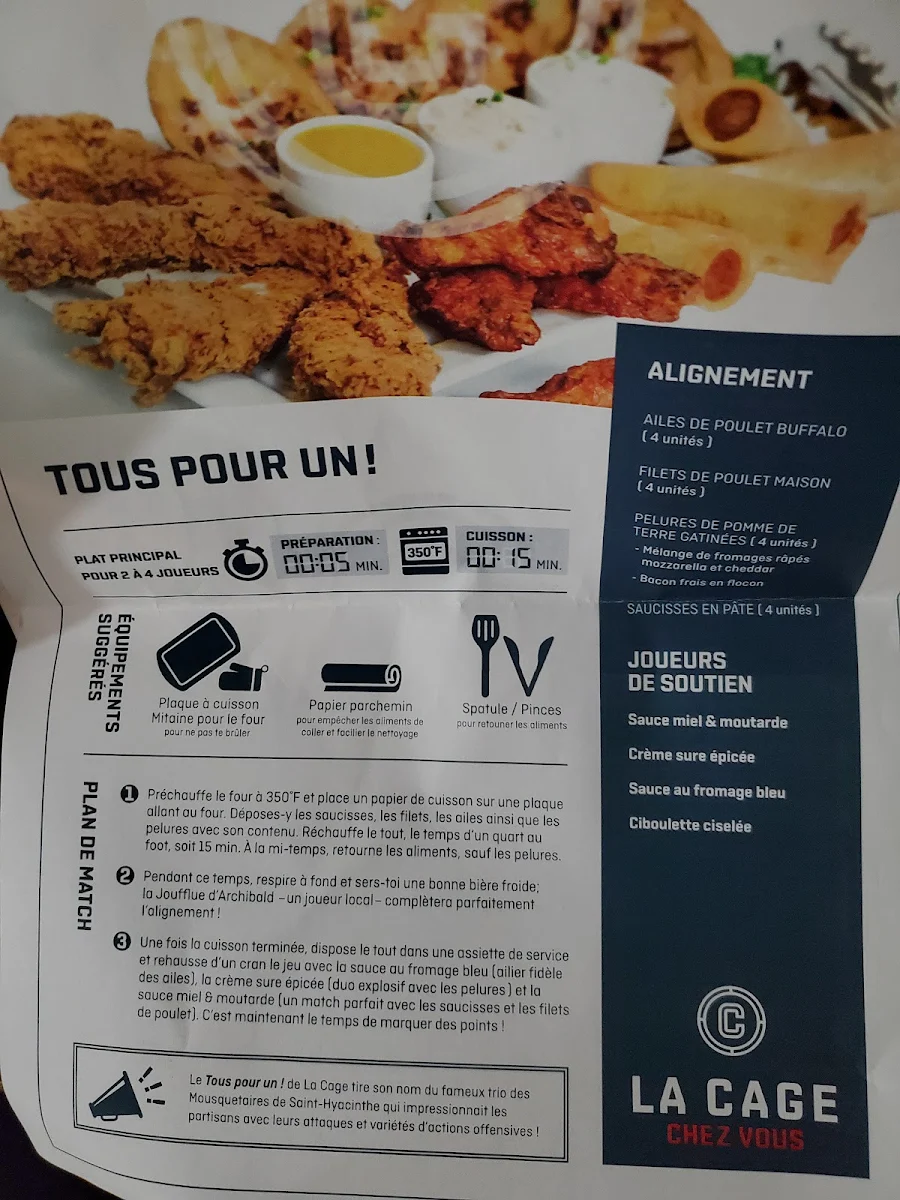 Menu, La Cage