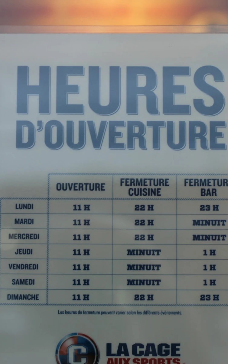 Menu, La Cage