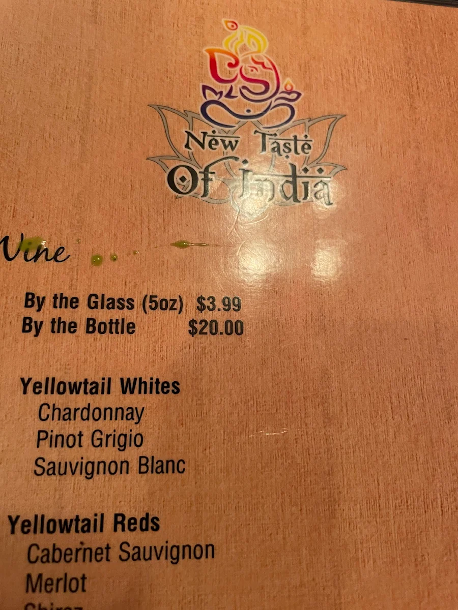 Menu, New Taste Of India Restaurant