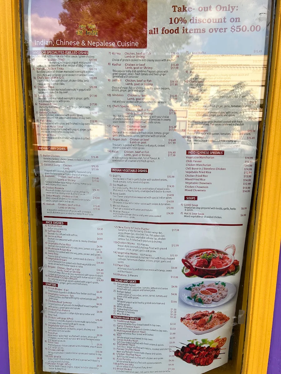 Menu, New Taste Of India Restaurant