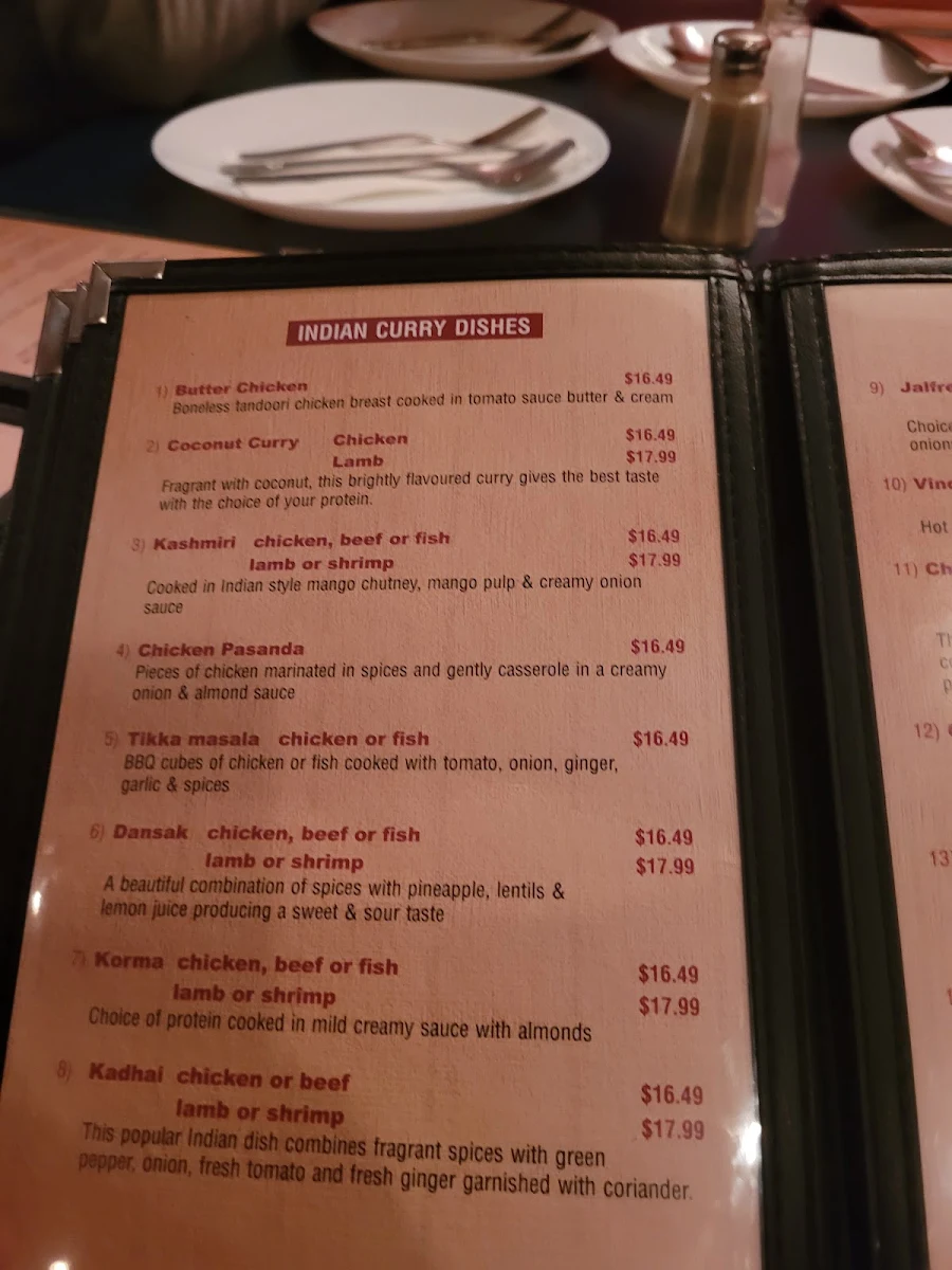 Menu, New Taste Of India Restaurant