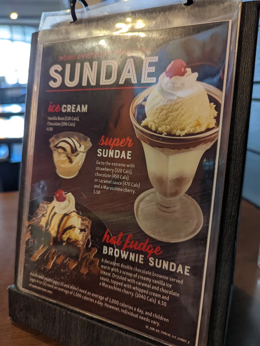 Menu, Swiss Chalet
