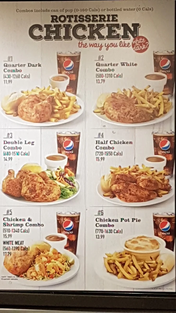 Menu, Swiss Chalet