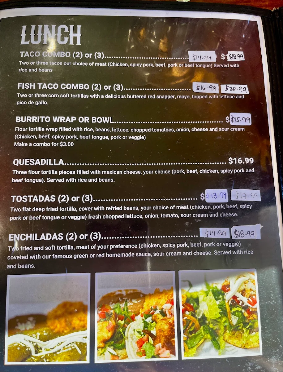 Menu, TacoRiendo Mexican Cantina Inc