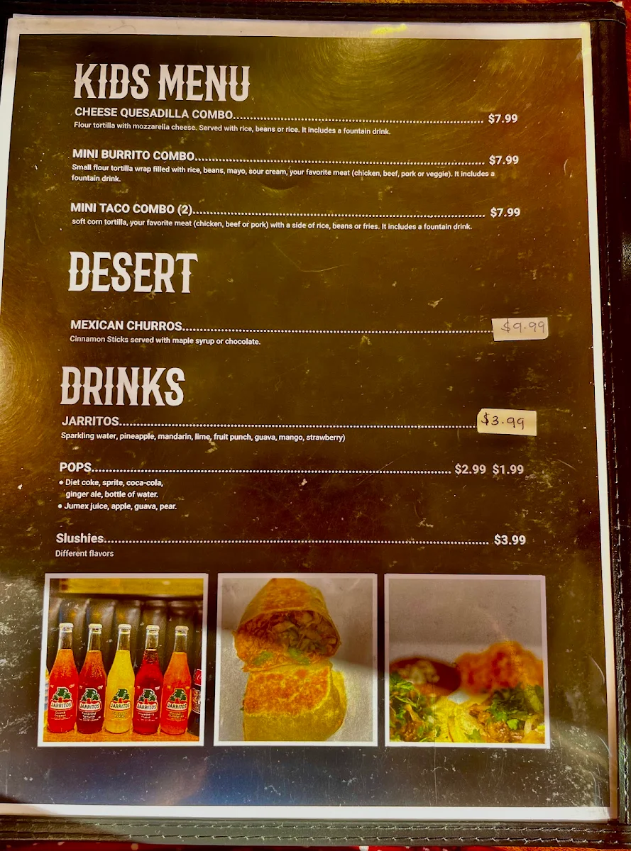 Menu, TacoRiendo Mexican Cantina Inc
