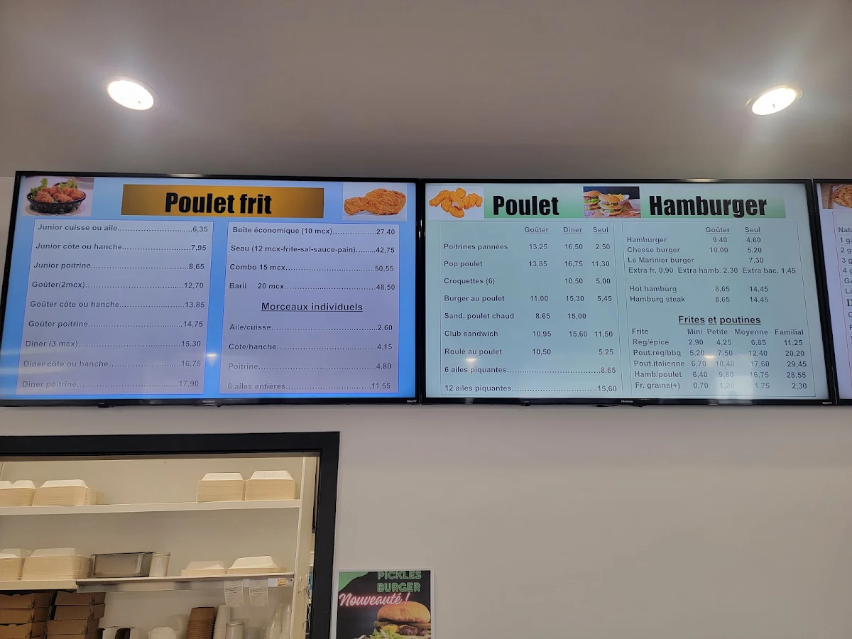 Menu, Le Marinier Restaurant Familial
