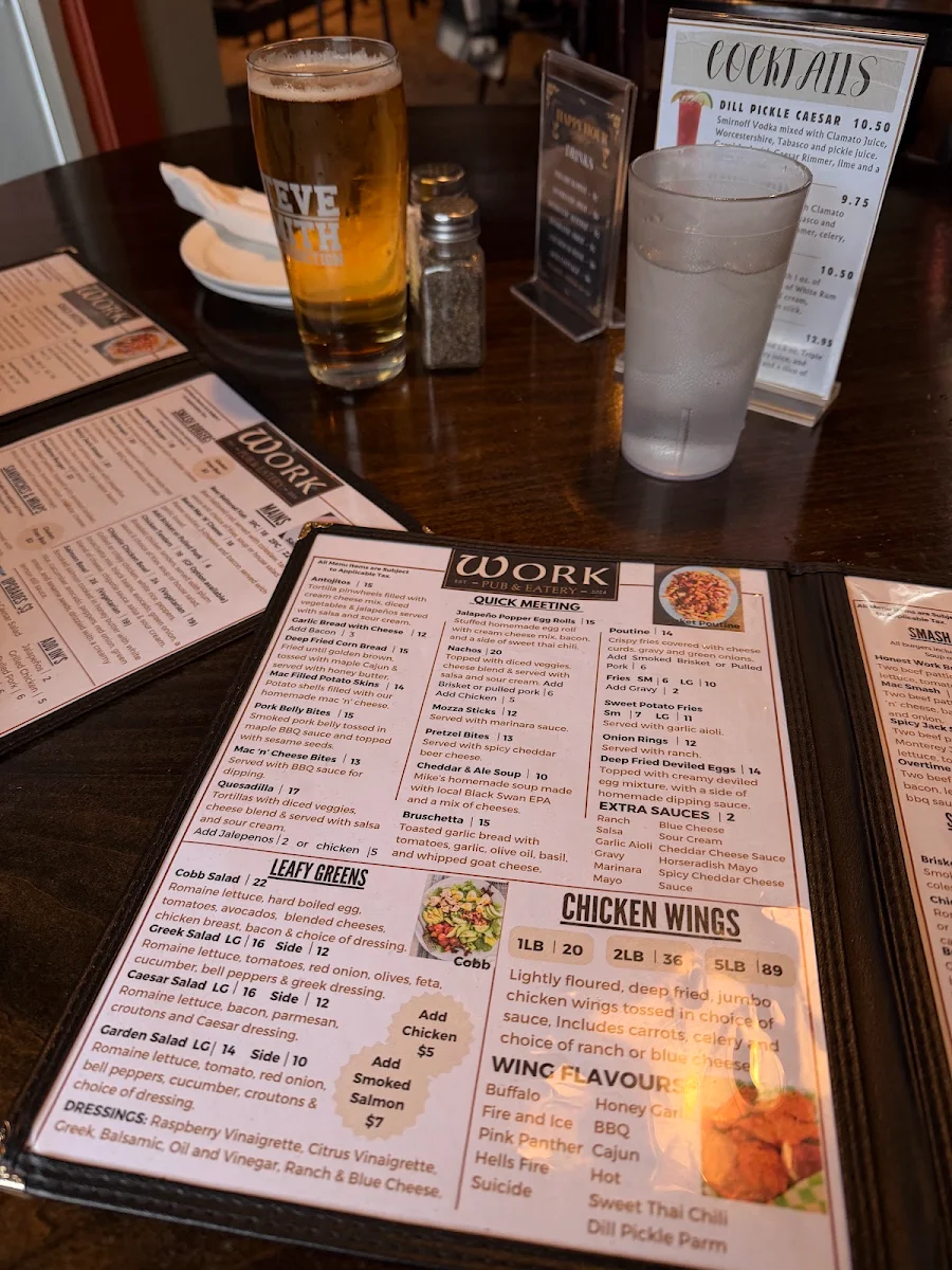 Menu, Work Pub & Eatery
