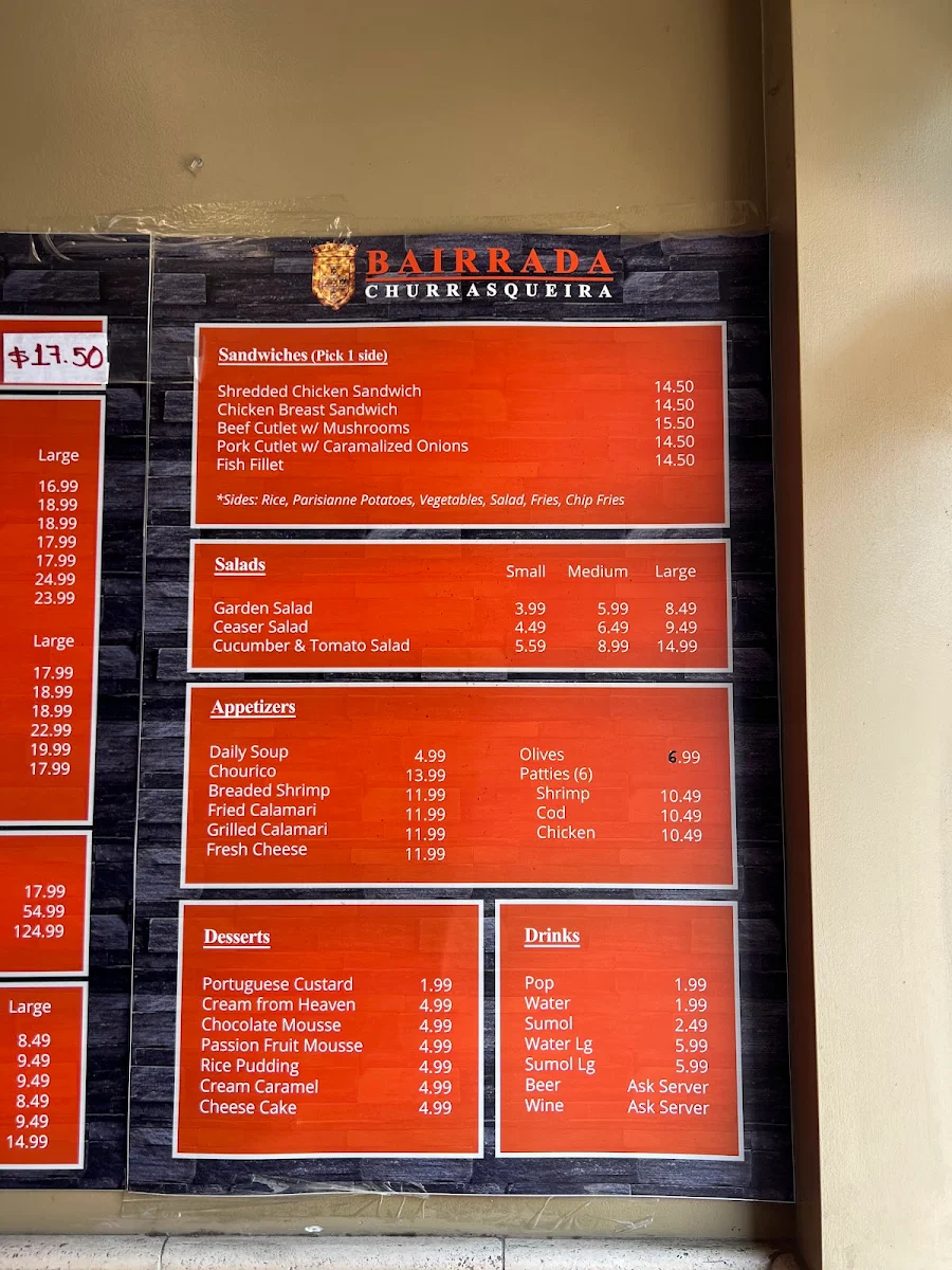 Menu, Bairrada Churrasqueira