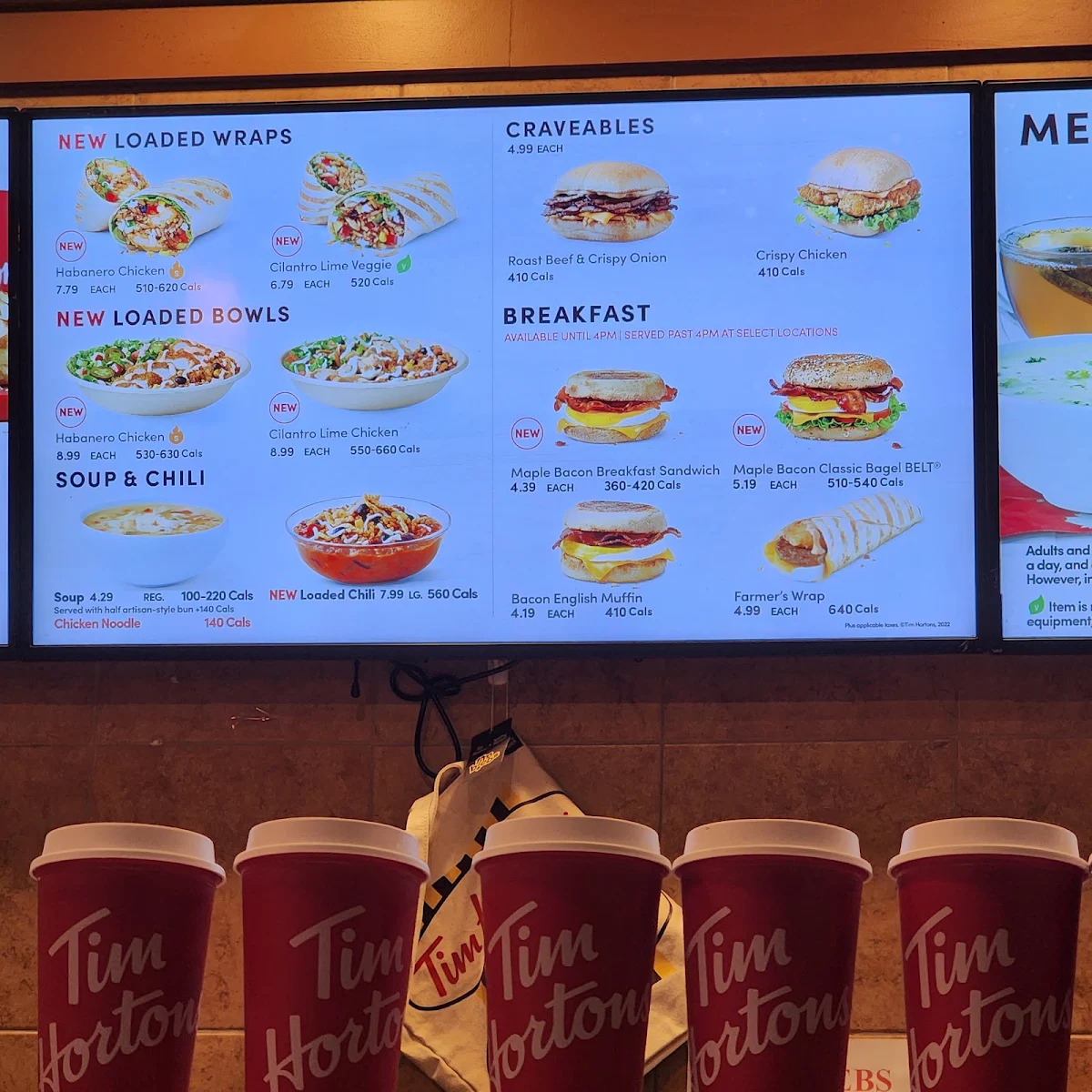 Menu, Tim Hortons
