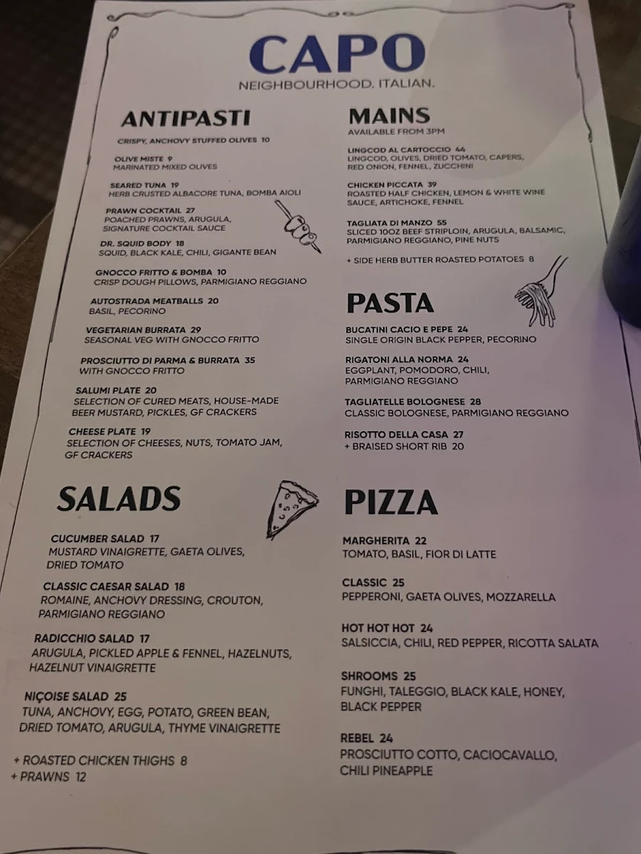 Menu, Capo & The Spritz