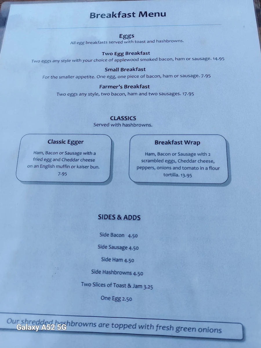 Menu, Riverfront Pub & Grill