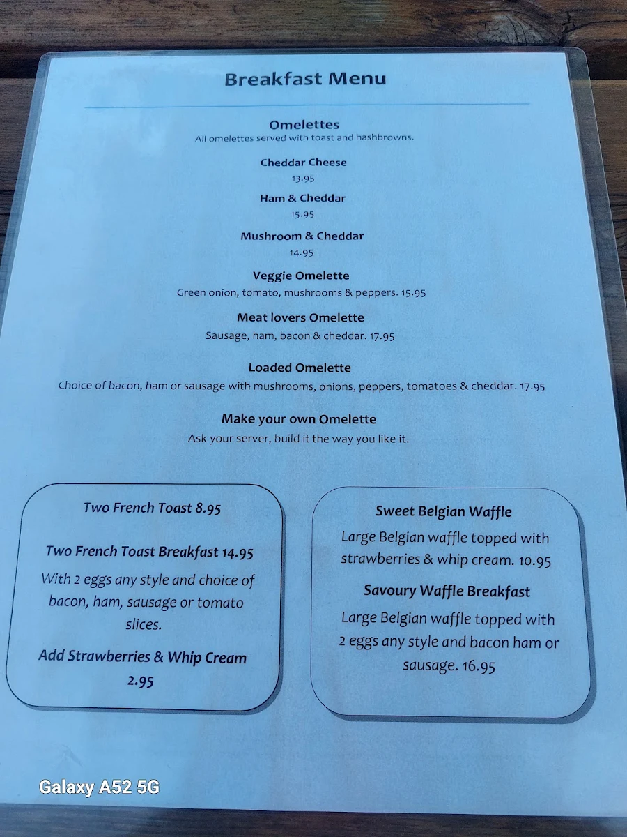 Menu, Riverfront Pub & Grill