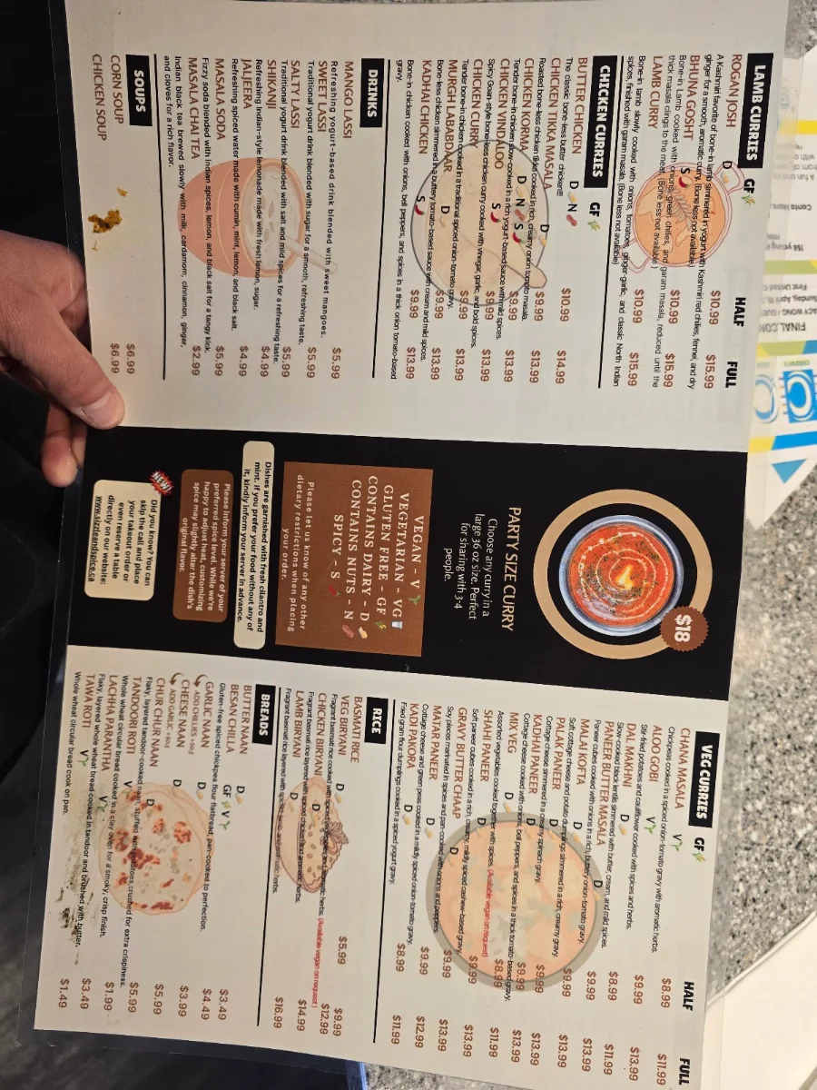 Menu, Sizzle & Spice - Truro Downtown